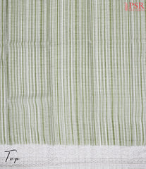 Floral White & Green Silk Cotton Dress Material