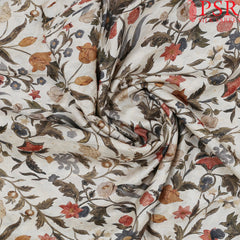 Floral Beige Semi Tassar Print Running Material