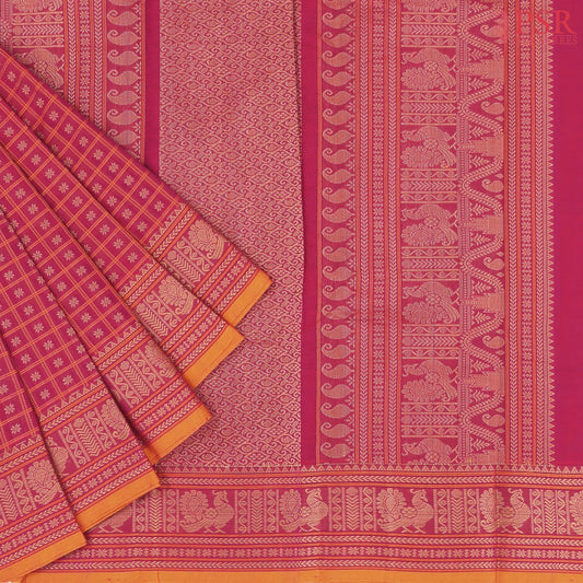 Dark Cerise Kalakshetra Kovai Cotton Saree