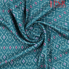 Dark Turquoise Semi Tassar Ikkat Print Running Material