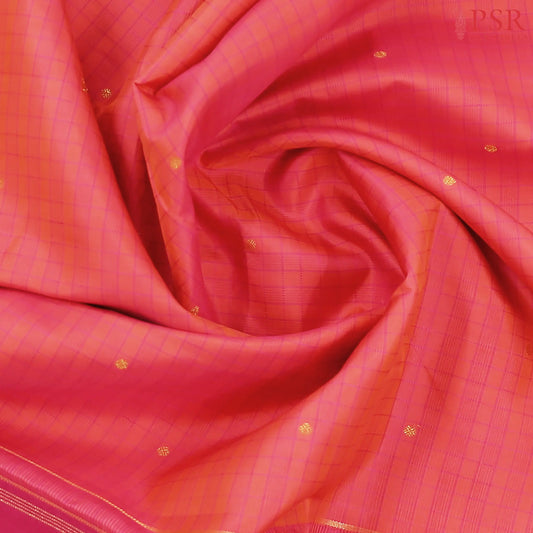 Coral Orange Kanchipuram Silk Saree