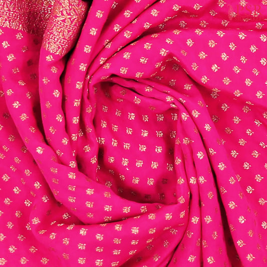 Magenta Pink Georgette Silk Saree