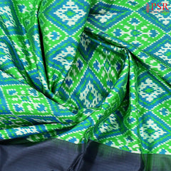 Parakeet Green & Peacock Blue Pochampally Ikat Silk Saree