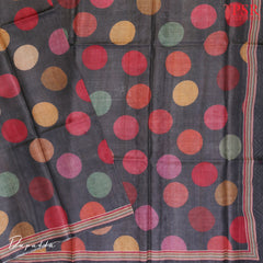 Smokey Taupe & Charcoal Grey Tussar Silk Dress Material