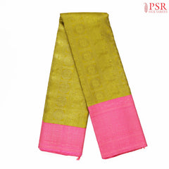 Olive Yellow Kanchipuram Jacquard Silk Saree