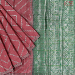 Glossy Maroon Banaras Tussar Silk Saree
