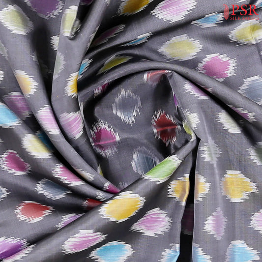 Intense Grey Pochampally Soft Silk Saree