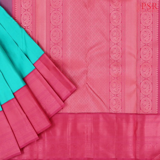 Verdigris Blue Kanchipuram Silk Saree