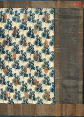 Cream Beige Bamboo Silk Sarees