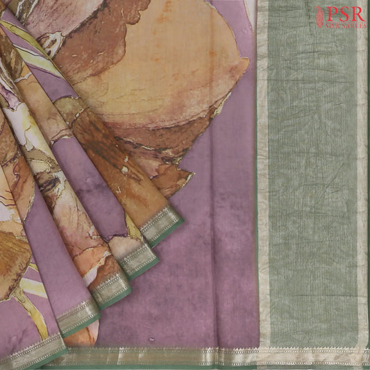 Orchid Purple & Orange Chiniya Silk Saree