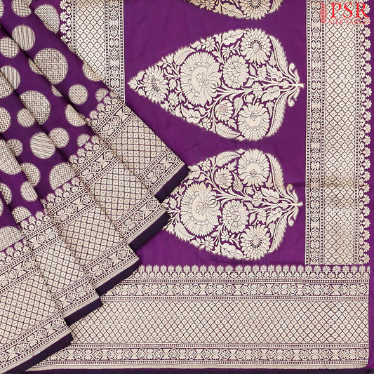 Dark Magenta Purple Banaras Silk Saree
