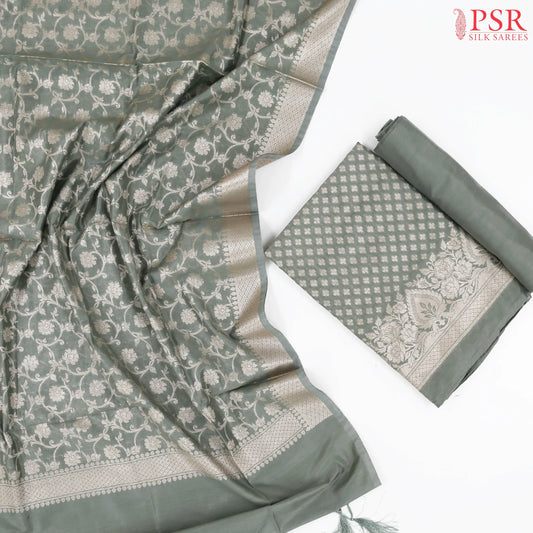 Laurel Grey Banaras Silk Cotton Dress Material