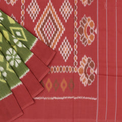 Pickle Green Ikkat Cotton Saree