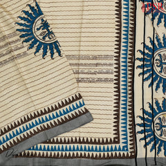 Peacock Blue Semi Pashmina Dress Material