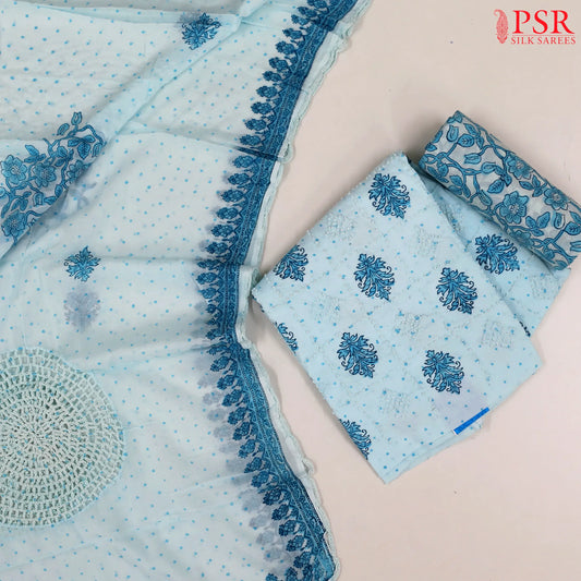 Pastel Blue Cotton Dress Material