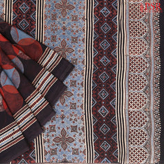 Black Jaipur Cotton Printed Saree