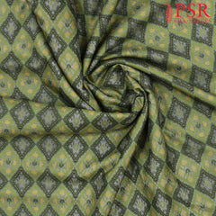 Fern Green Semi Tassar Ikkat Print Running Material