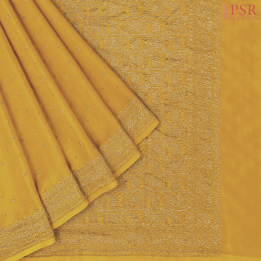 Mustard Yellow Georgette Silk Saree