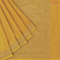 Mustard Yellow Georgette Silk Saree