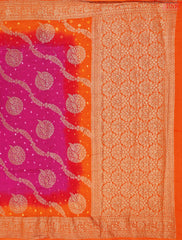 Magenta Crushed Bandhini Saree