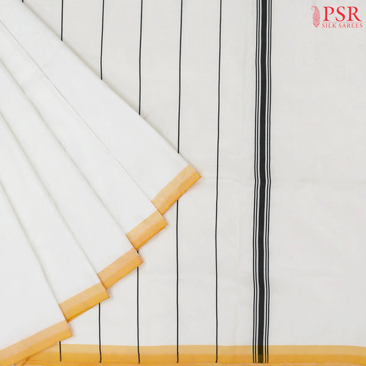 Daisy White & Multicolor Half & Half Pochampally Silk Saree