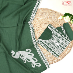 Canadian Pine Green Pure Silk Cotton Dress Material