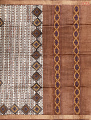 Beige Kadhi Tussar Silk Saree