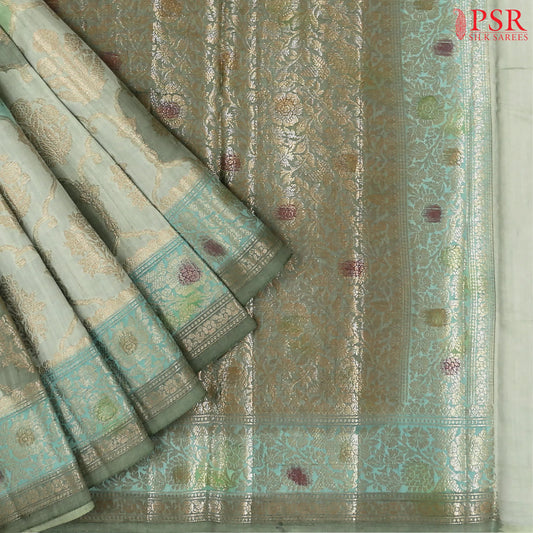 Light Green Chiniya Silk Saree