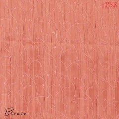 Coral Peach Kosa Embroidery Saree