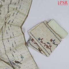 Cream Beige Silk Cotton Dress Material