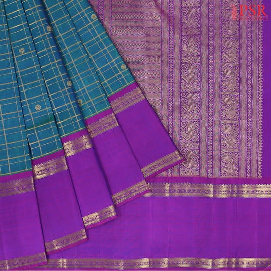 Teal Blue Kanchipuram Silk Saree