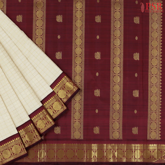 Cream Beige Kanchipuram Silk Saree