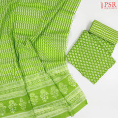 Bright Green Cotton Dress Material