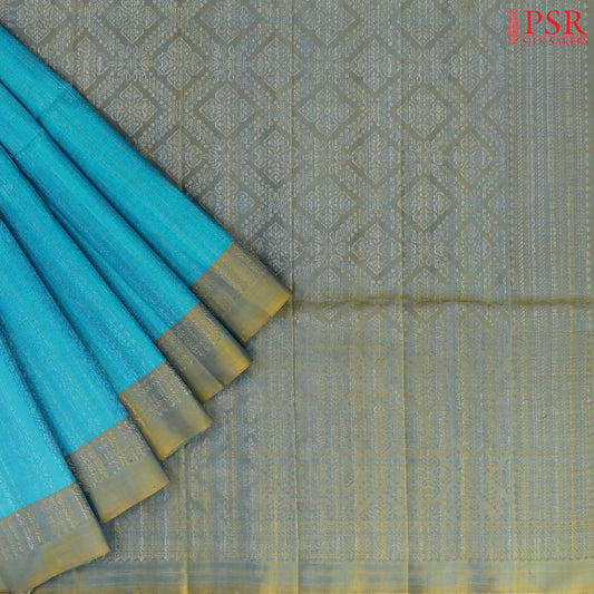 Cyan Blue Soft Silk Saree