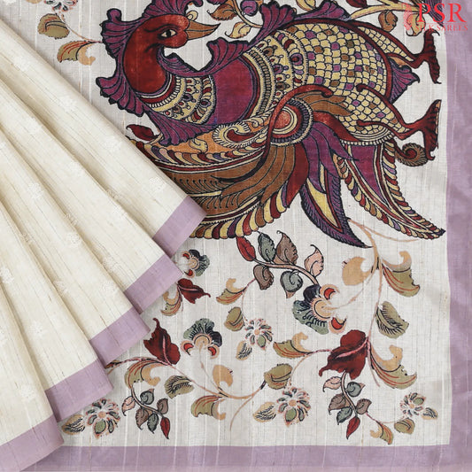 Pearl Beige Semi Tussar Saree