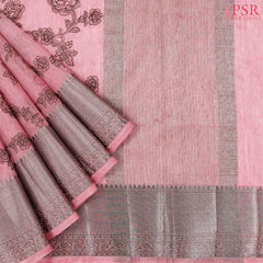 Puce Pink Bamboo Silk Sarees
