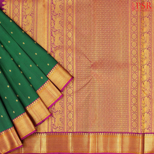 Dark Green Kanchipuram Silk Saree