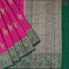 Magenta Pink Banaras Jute Silk Saree