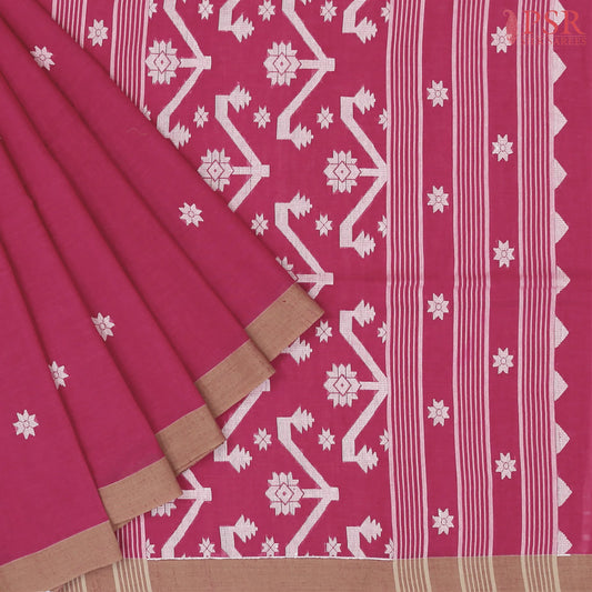 Dark Magenta Byloom Cotton Saree