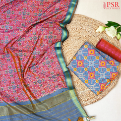 Cerulean Blue Soft Patola Semi Silk Dress Material