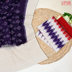 Off White Ikkat Cotton Dress Material