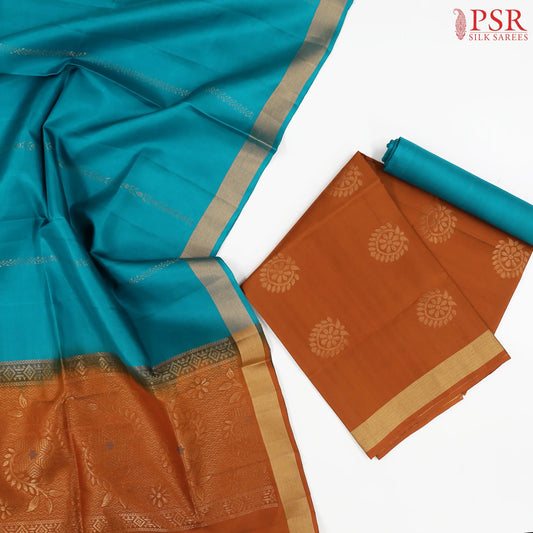 Peacock Teal Silk Dress Material