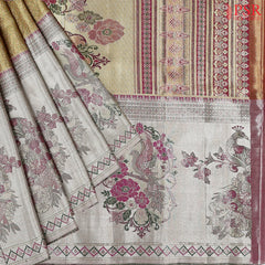 Metallic Gold Kanchipuram Jacquard Tissue Silk Saree