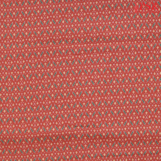 Vermilion Red Semi Tassar Ikkat Print Running Material