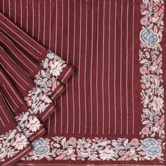 Maroon Semi Tussar Saree