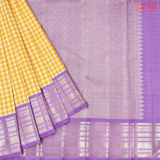 Yellow & Off White Kanchipuram Silk Saree