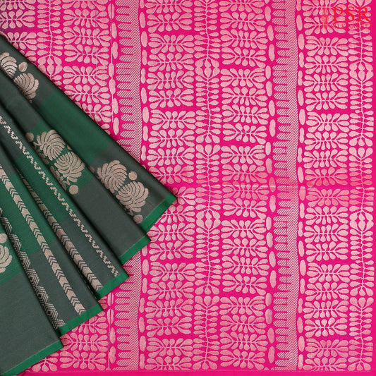 Dark Green Soft Art Silk Saree