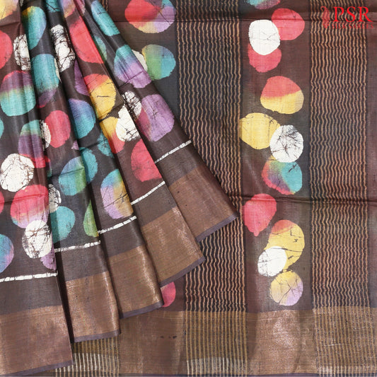 Dark Wood Brown Kadhi Tussar Silk Saree