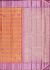 Tangerine Orange & Coral Pink Kanchipuram Silk Saree