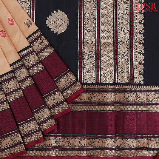 Light Saffron Kanchipuram Silk Saree